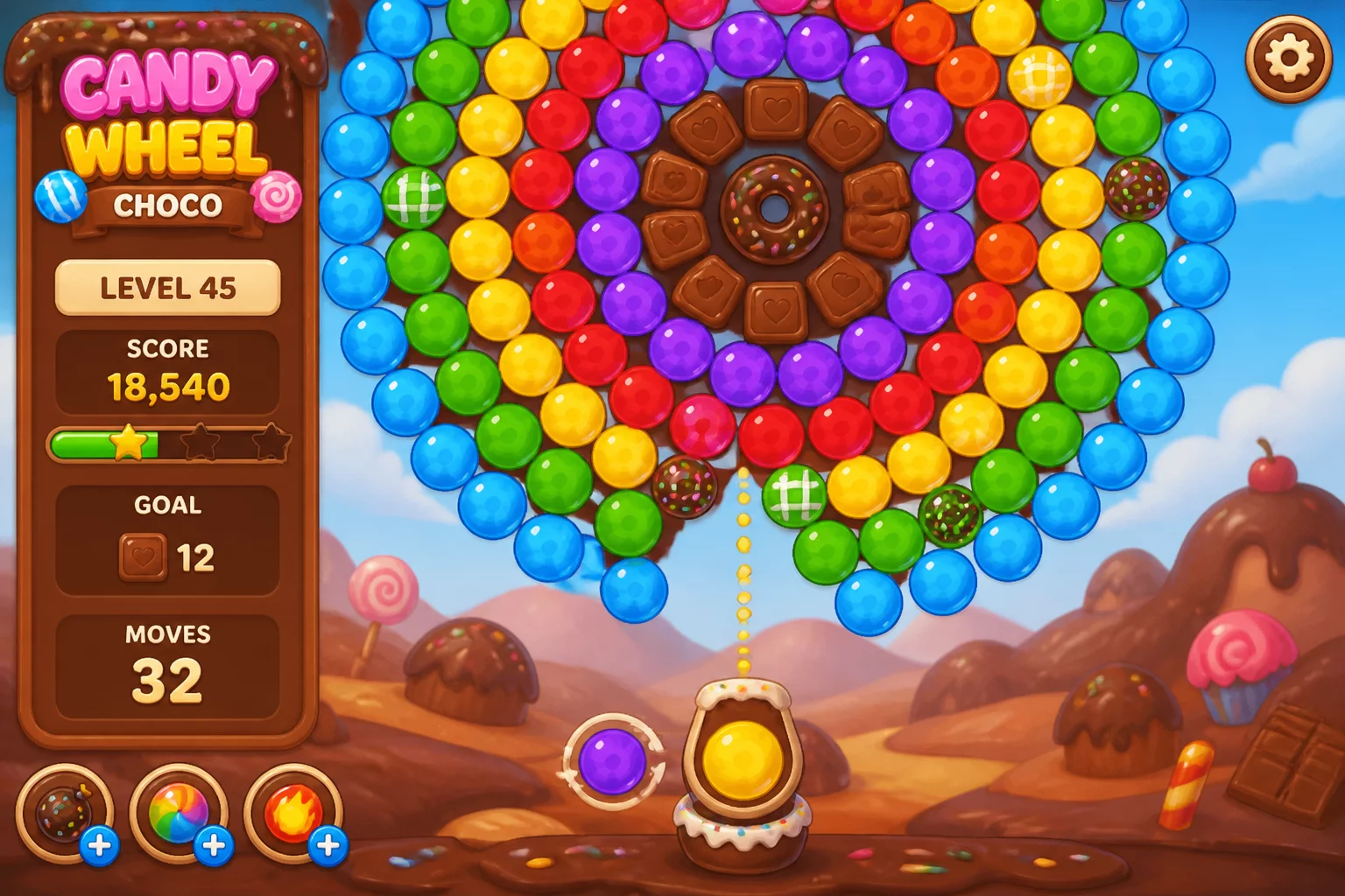 Bubble Shooter: Candy Wheel Choco